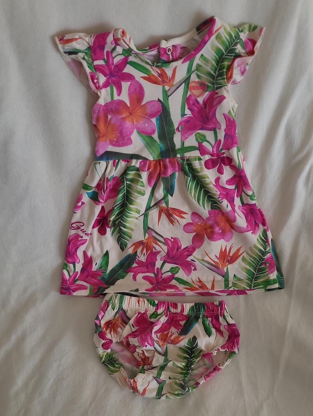 Guess Girls Floral Dress & Bloomers - Pink, Green, Orange
